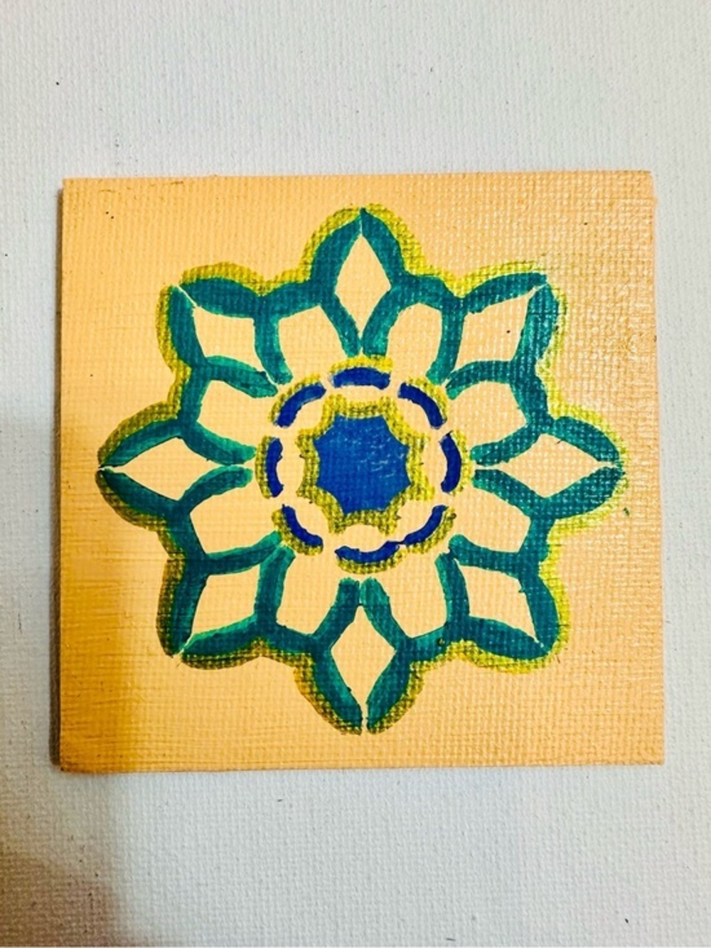 Hand Painted Teal & Gold Mandala Magnet